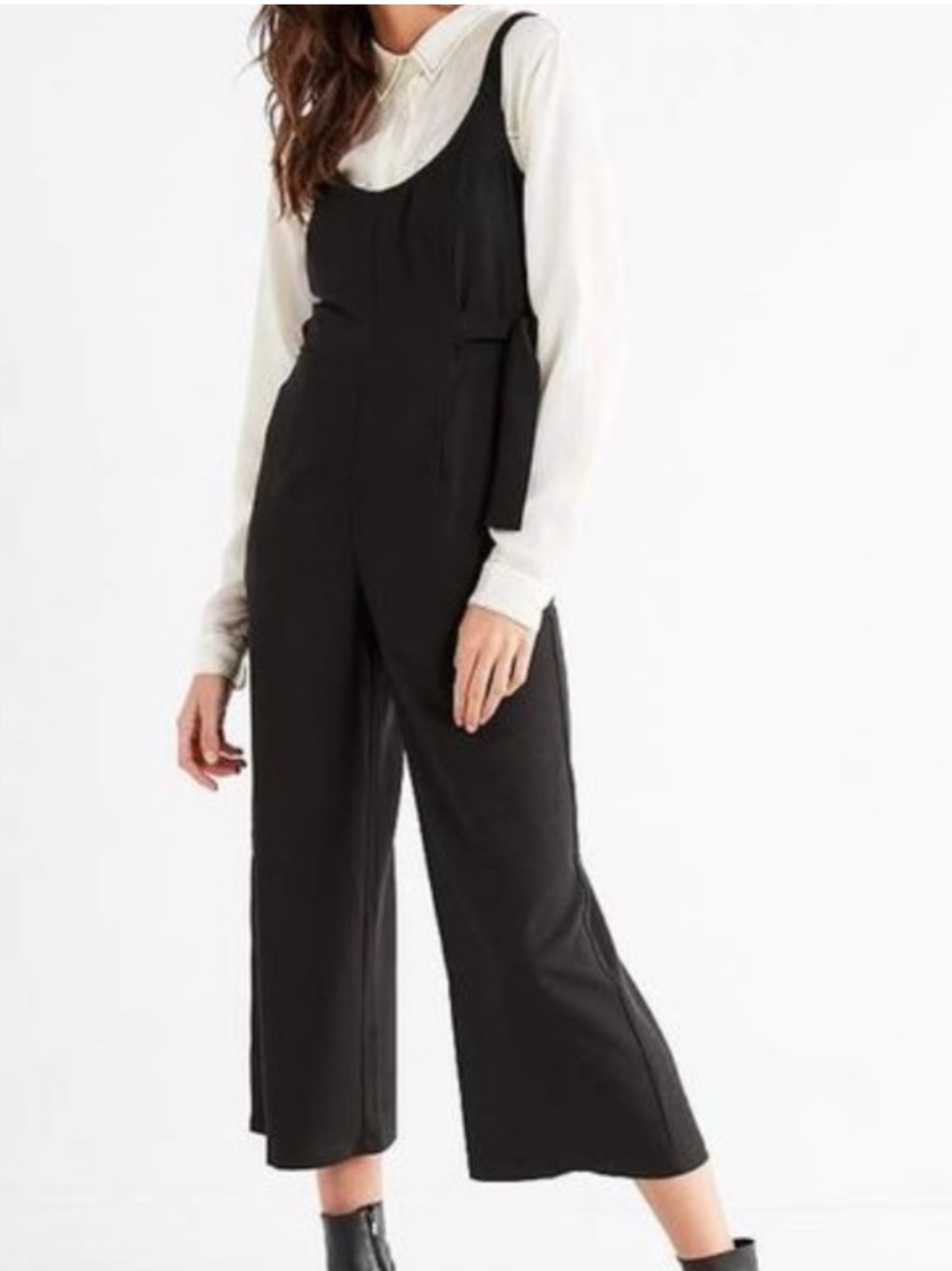 Urban Outfitters | Black Square-Neck Wide Leg Jumpsuit